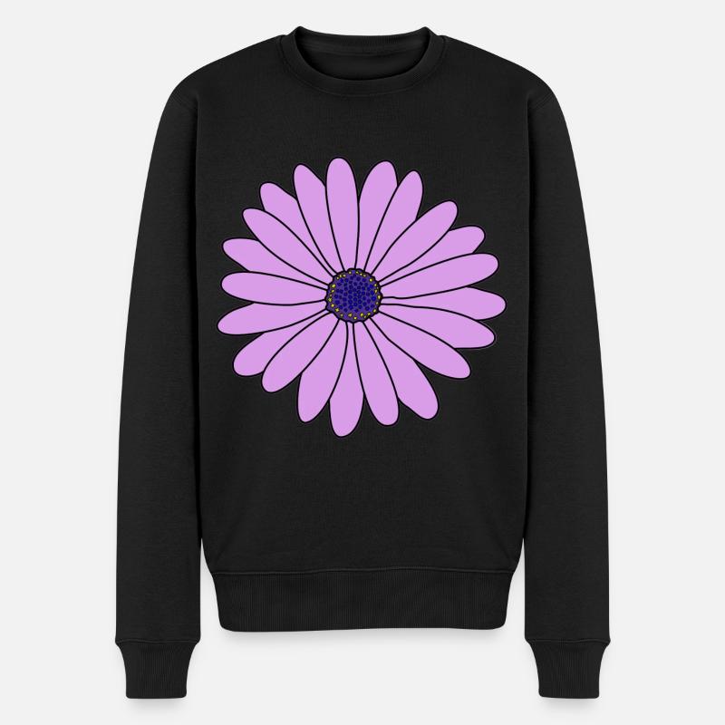 Blume lila Margerite - Männer Premium Bio Pullover - Schwarz