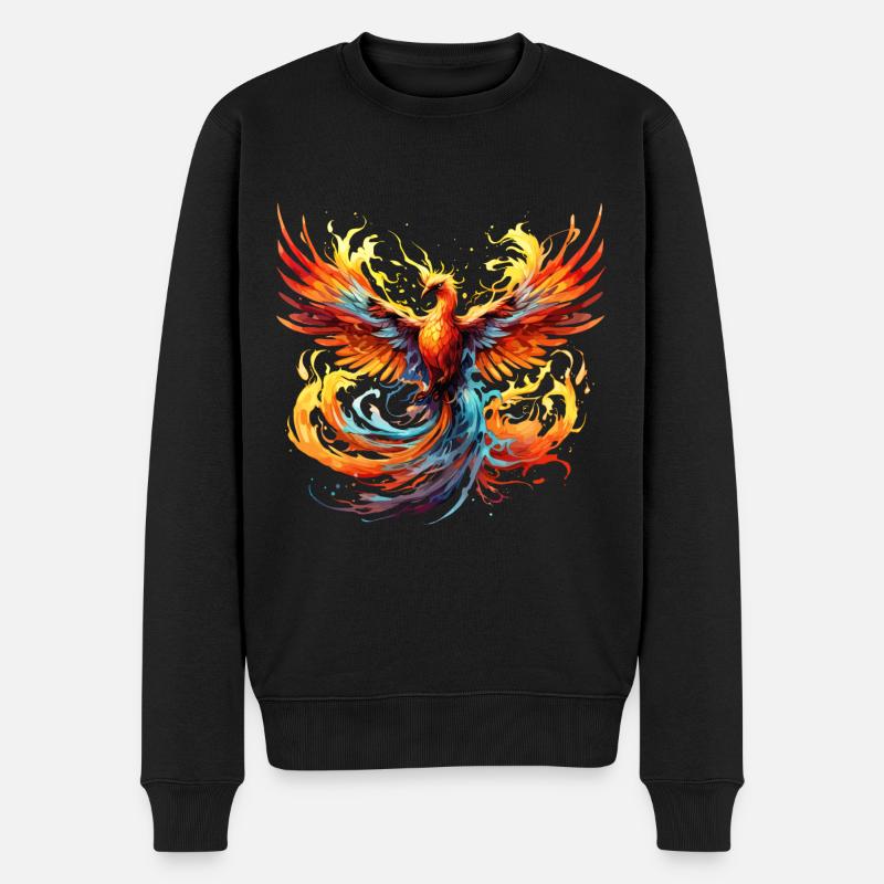 Phönix Phoenix Feuer Flammen Vogel Mythologie - Männer Premium Bio Pullover - Schwarz