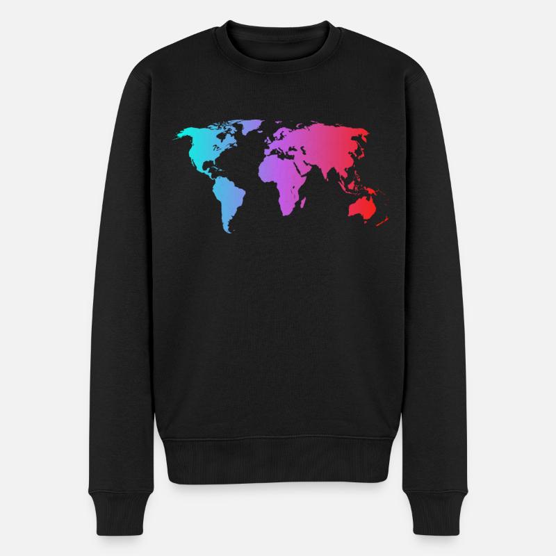 The colorful World Map eine bunte Welt Karte - Männer Premium Bio Pullover - Schwarz