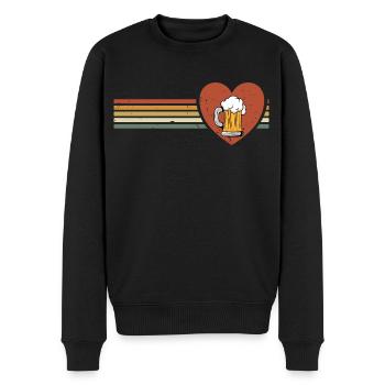 Bier Retro Design Bierliebhaber lustiges motiv - Männer Premium Bio Pullover - Schwarz - Vorne - Nico (187cm)
