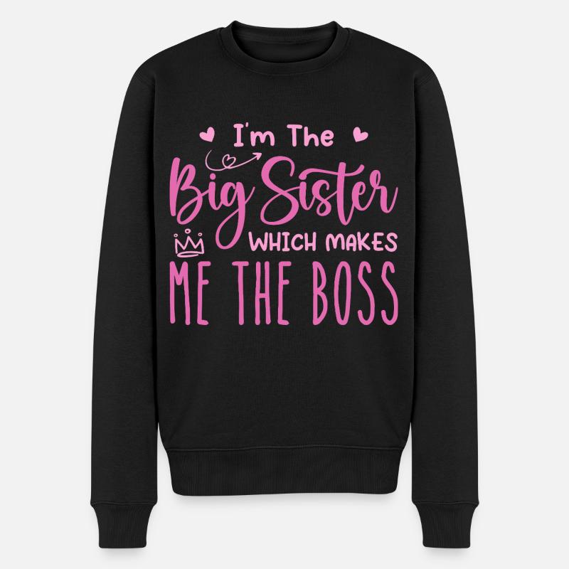 Ich bin die große Schwester - Männer Premium Bio Pullover - Schwarz