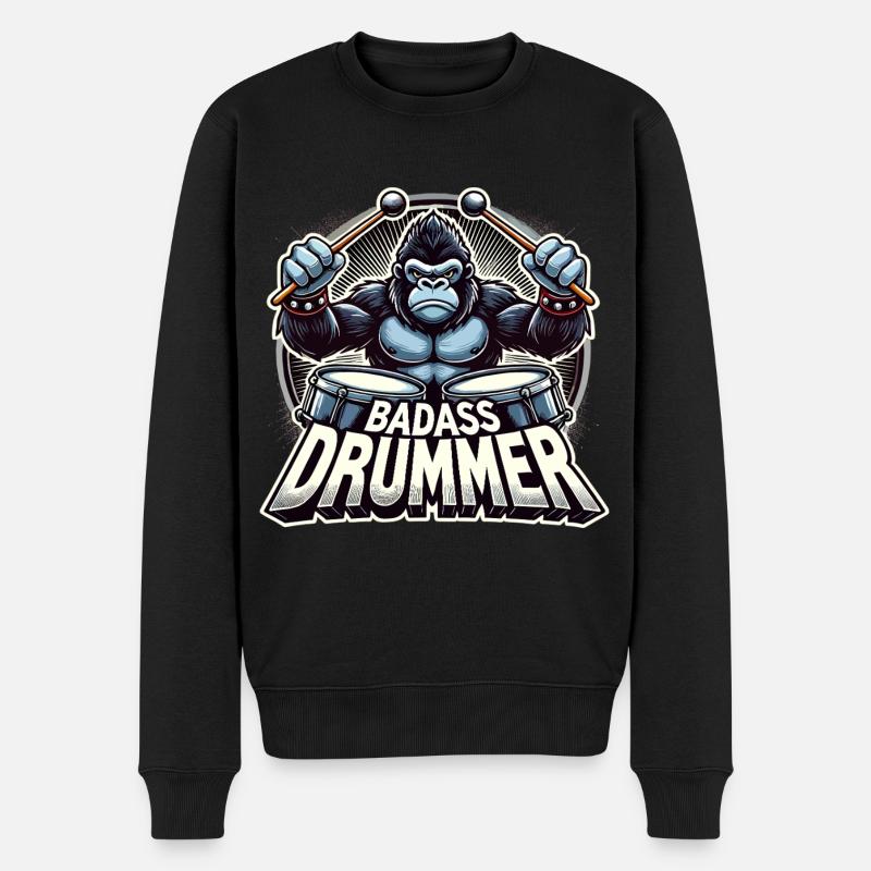 Knallharter Schlagzeuger Gorilla cool Geschenk - Männer Premium Bio Pullover - Schwarz