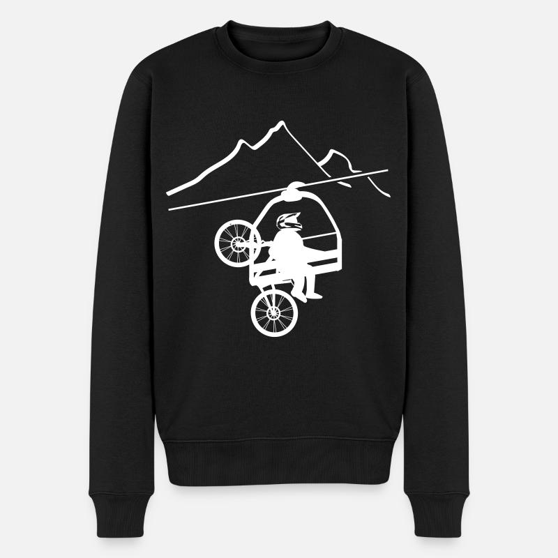 VTT entièrement télésiège vélo de descente motif ascenseur de parc - Pull Premium bio Homme - noir