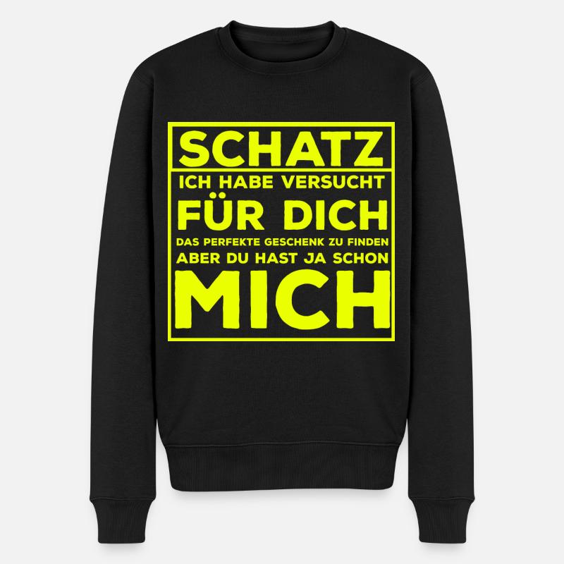 Ich liebe dich willst du mich heiraten - Männer Premium Bio Pullover - Schwarz