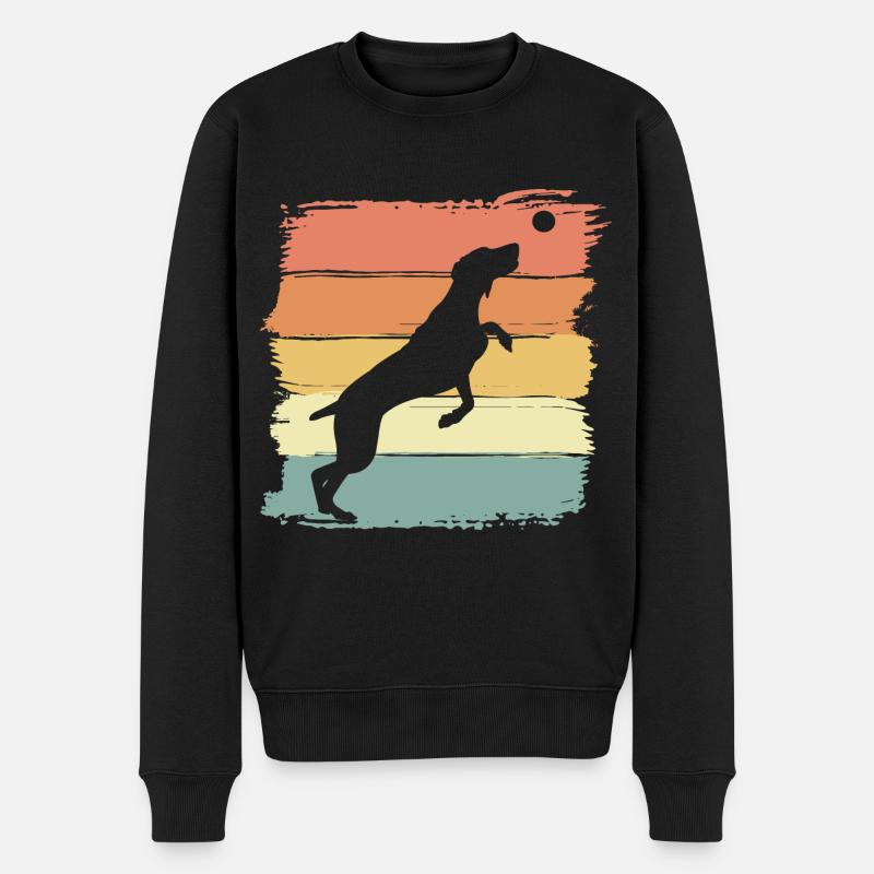 Weimaraner spielt mit Ball retro vintage - Männer Premium Bio Pullover - Schwarz