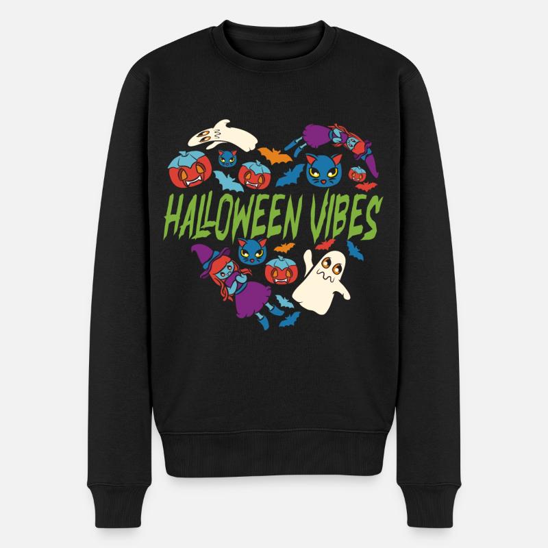 Halloween Geist Halloween Kostüm Halloween Vibes - Männer Premium Bio Pullover - Schwarz