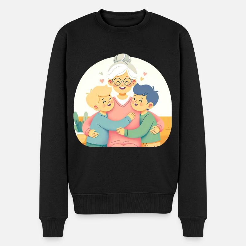 Omas Umarmung der reinen Freude - Männer Premium Bio Pullover - Schwarz