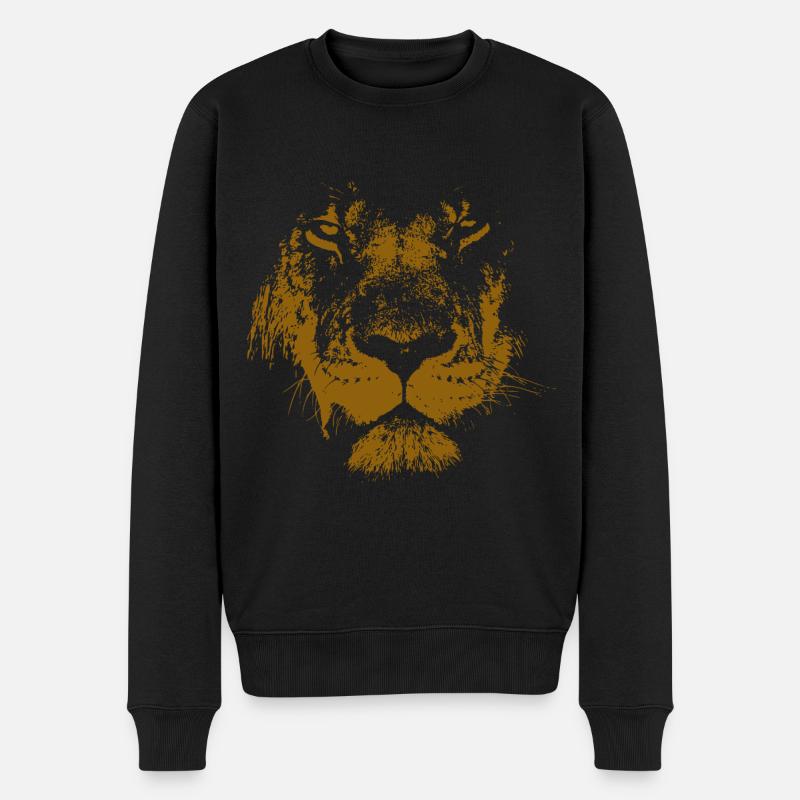 Löwe - Männer Premium Bio Pullover - Schwarz