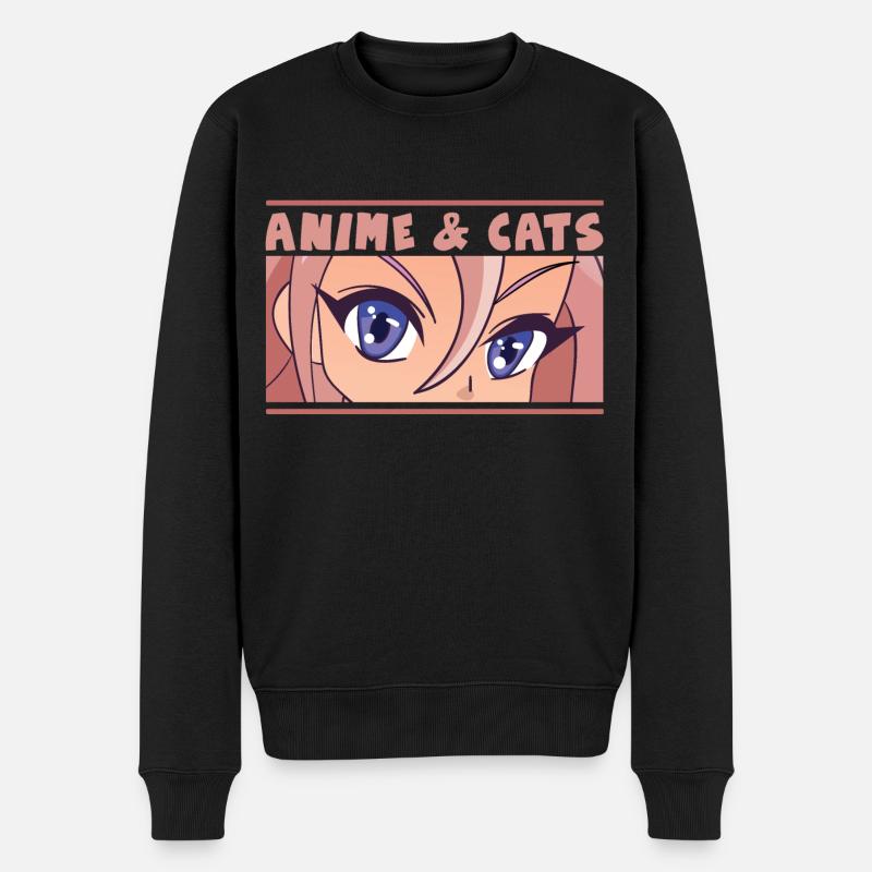 Anime & Cats - Männer Premium Bio Pullover - Schwarz