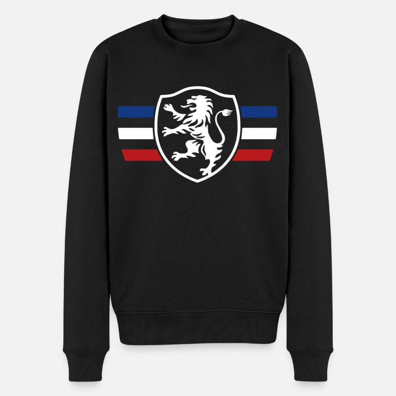 LOGO LION DESIGN BLAU WEISS ROT Frankreich - Männer Premium Bio Pullover - Schwarz