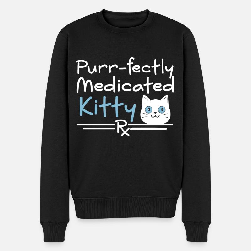 Vétérinaire Chat | Parfaitement médicamenté - Pull Premium bio Homme - noir
