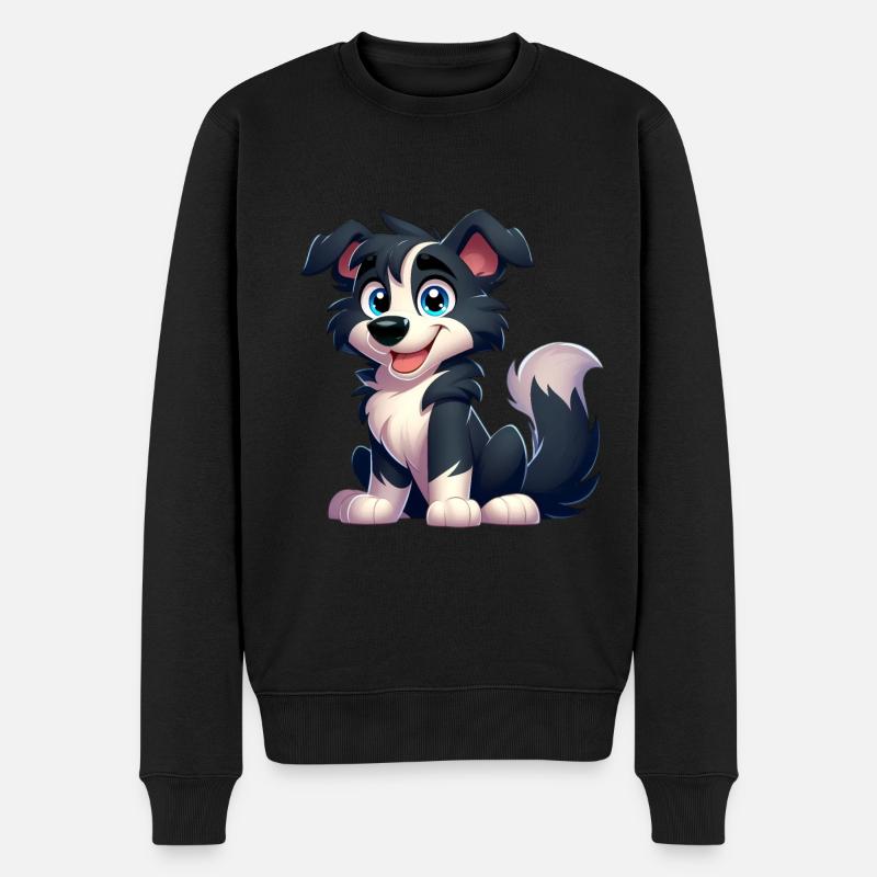 border collie 6 - Pull Premium bio Homme - noir