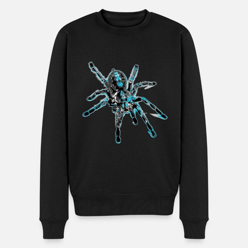 Araignée tigre bleu, araignée - Pull Premium bio Homme - noir