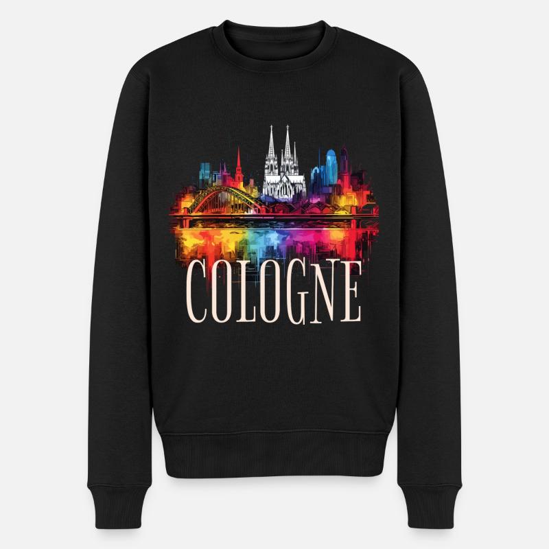 Köln Skyline Kölner Dom Deutschland Stadt Bunt - Männer Premium Bio Pullover - Schwarz