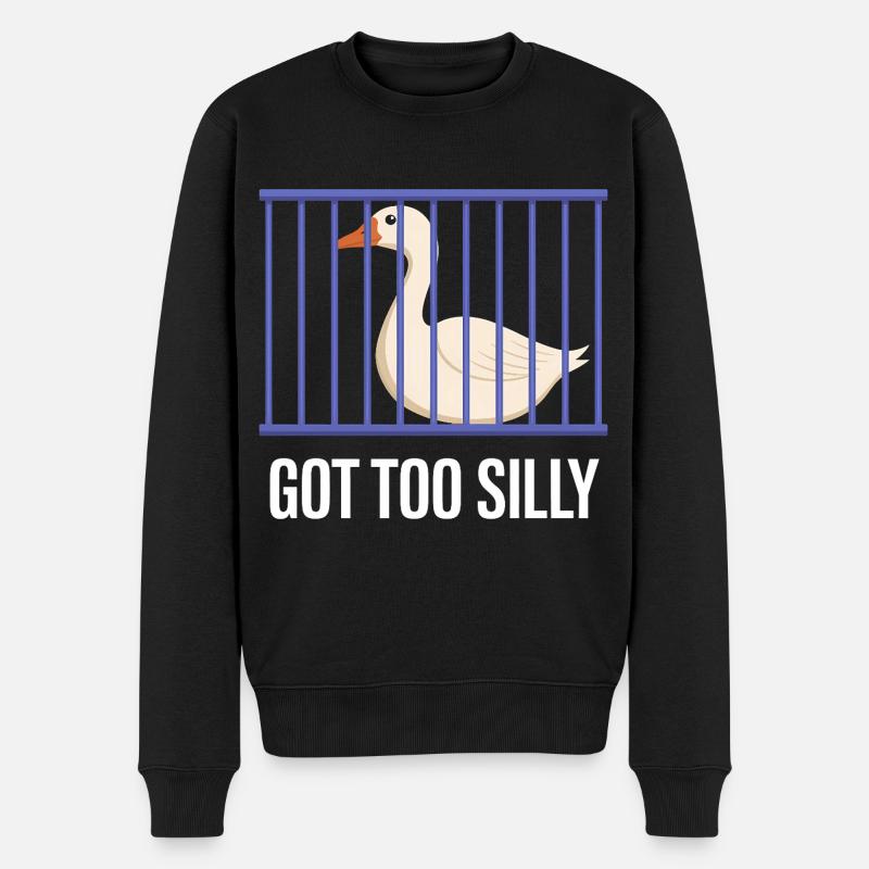Lustige Gans im Käfig - Männer Premium Bio Pullover - Schwarz