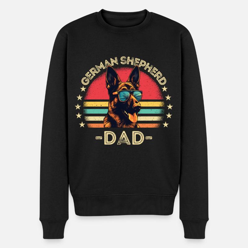 Deutscher Schäferhund mit sonnenbrille retro - Männer Premium Bio Pullover - Schwarz