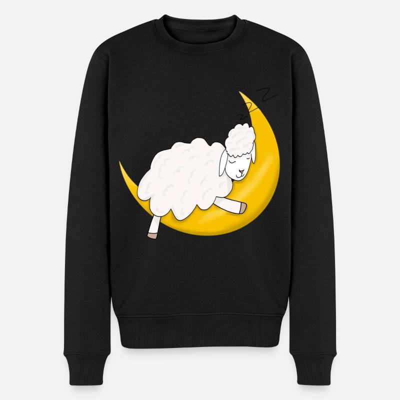 Schaf schläft auf Mond - Männer Premium Bio Pullover - Schwarz