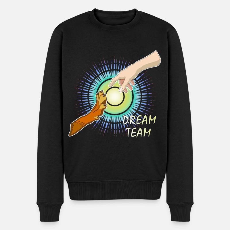 Hundepfote Menschenarm Dream Team - Männer Premium Bio Pullover - Schwarz