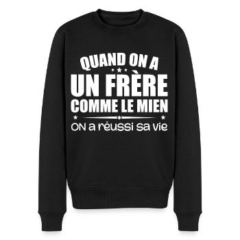 Quand On A Un Frère Comme Le Mien | Cadeau Frères - Pull Premium bio Homme - noir - Devant - Nico (187cm)