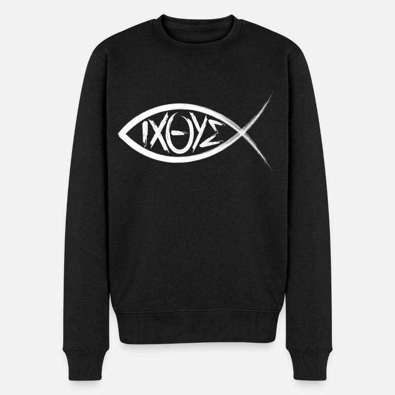 Ichthys Christian Fish Christianity Fish Sym - Pull Premium bio Homme - noir