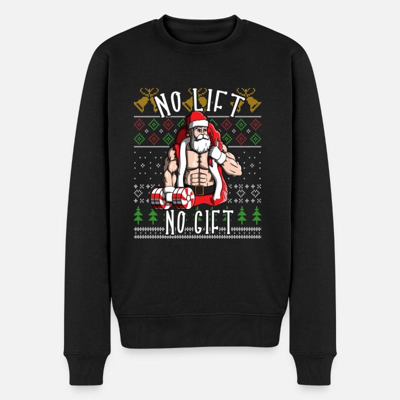 No Lift No Gift Santa Claus Christmas Workout Consécration - Pull Premium bio Homme - noir