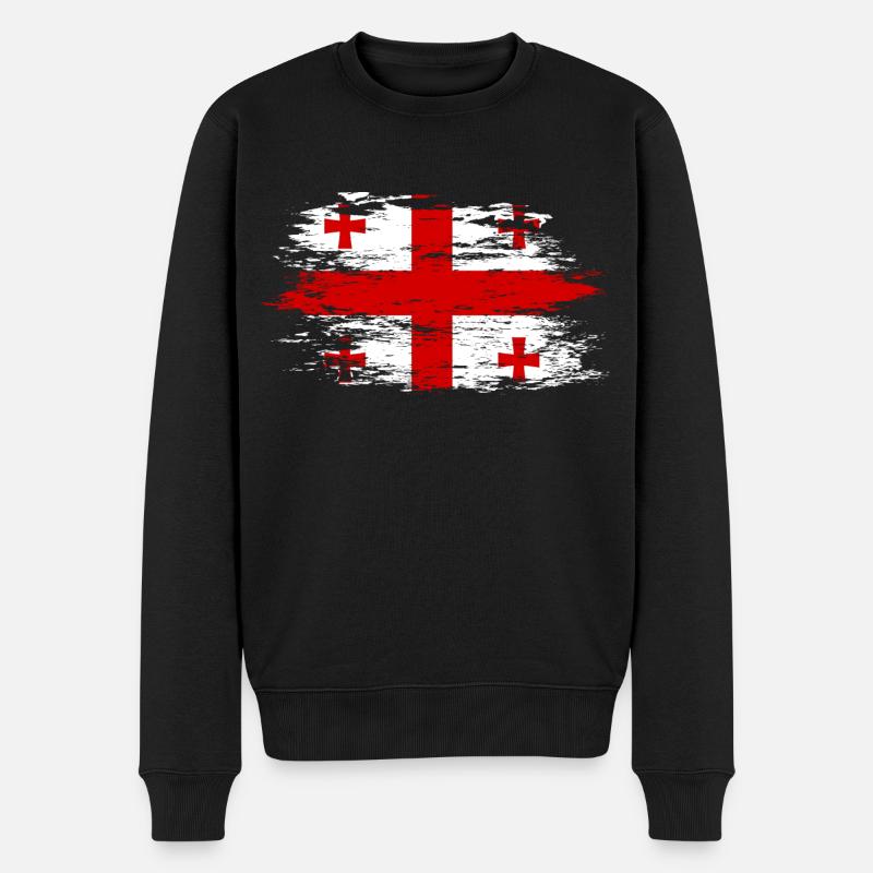 Drapeau géorgien utilisé - Pull Premium bio Homme - noir