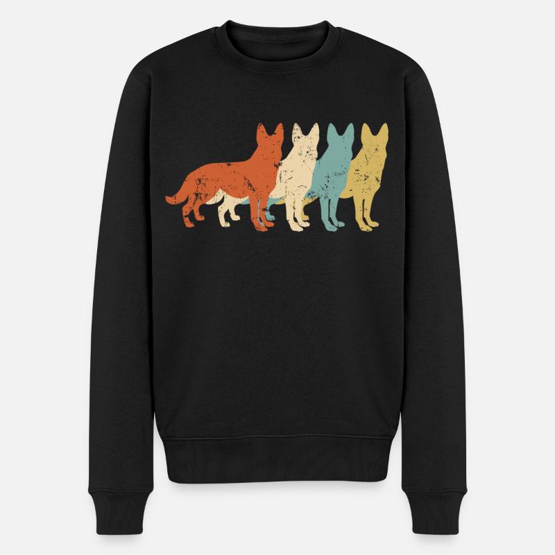 Deutscher Schäferhund Retro Hunde - Männer Premium Bio Pullover - Schwarz