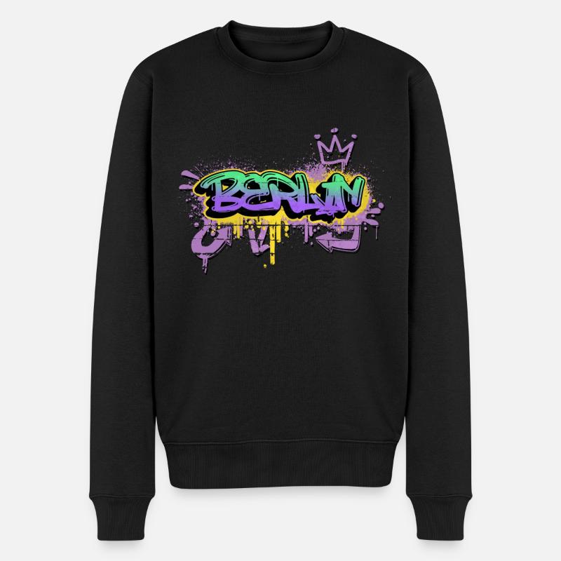 Berlin Deutschland Stadt Graffiti Spray Sprayer - Männer Premium Bio Pullover - Schwarz
