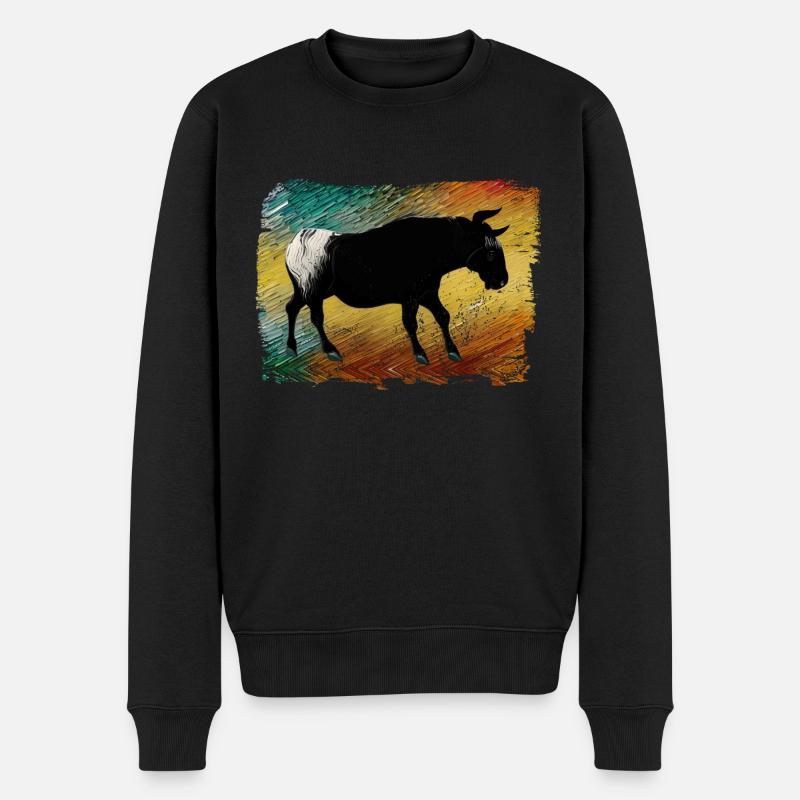 Camargue Stiermalerei - Männer Premium Bio Pullover - Schwarz