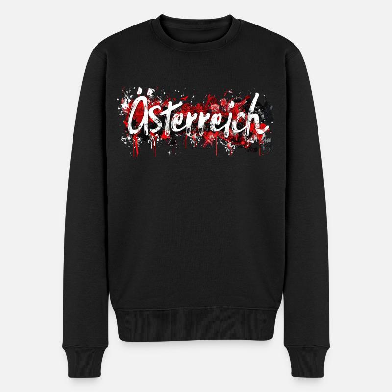 Österreich / Schriftzug mit Farbklecksen - Männer Premium Bio Pullover - Schwarz