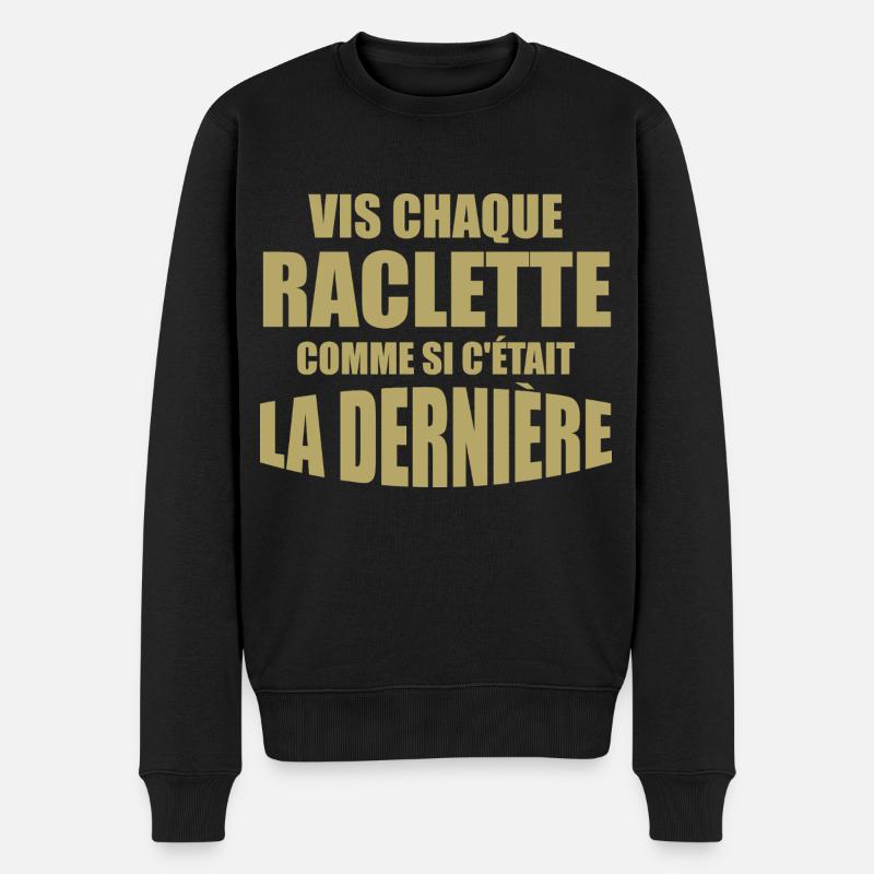 Raclette, fromage, fromage fondu - Pull Premium bio Homme - noir