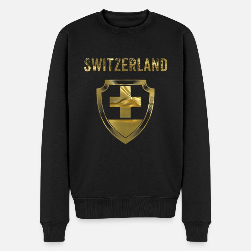 Switzerland - Schweiz - Männer Premium Bio Pullover - Schwarz