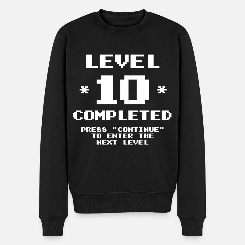 Stufe 10 - Männer Premium Bio Pullover - Schwarz
