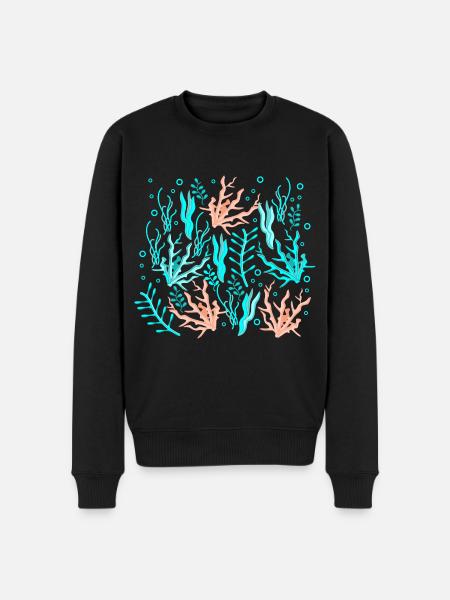 under water plant patterns - Men's Premium Organic Jumper - black