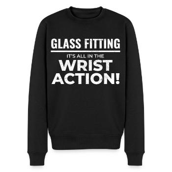 Verglaser Fenster Glasbeschlag Monteur Glasarbeiten - Männer Premium Bio Pullover - Schwarz - Vorne - Nico (187cm)