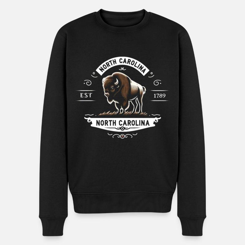 Emblème du bison de la Caroline du Nord - Pull Premium bio Homme - noir