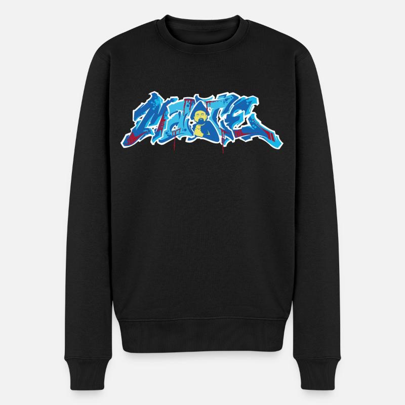 Maté Graffiti Weiße Outline - Männer Premium Bio Pullover - Schwarz