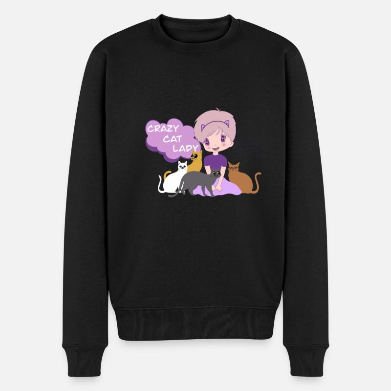 crazy cat lady - Pull Premium bio Homme - noir