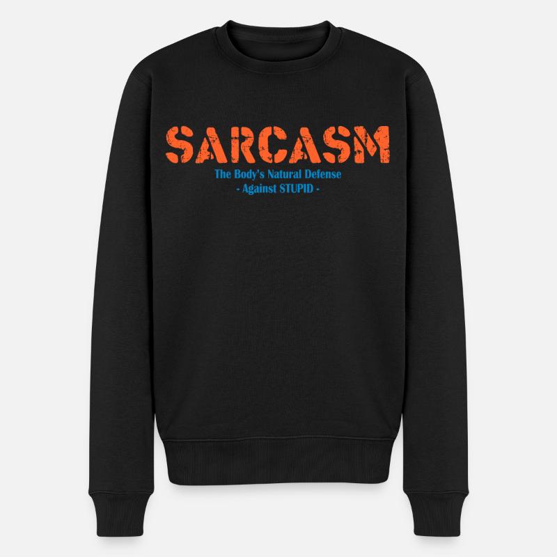 Sarkasmus Sarkastisch - Body's Defense Grafik - Männer Premium Bio Pullover - Schwarz