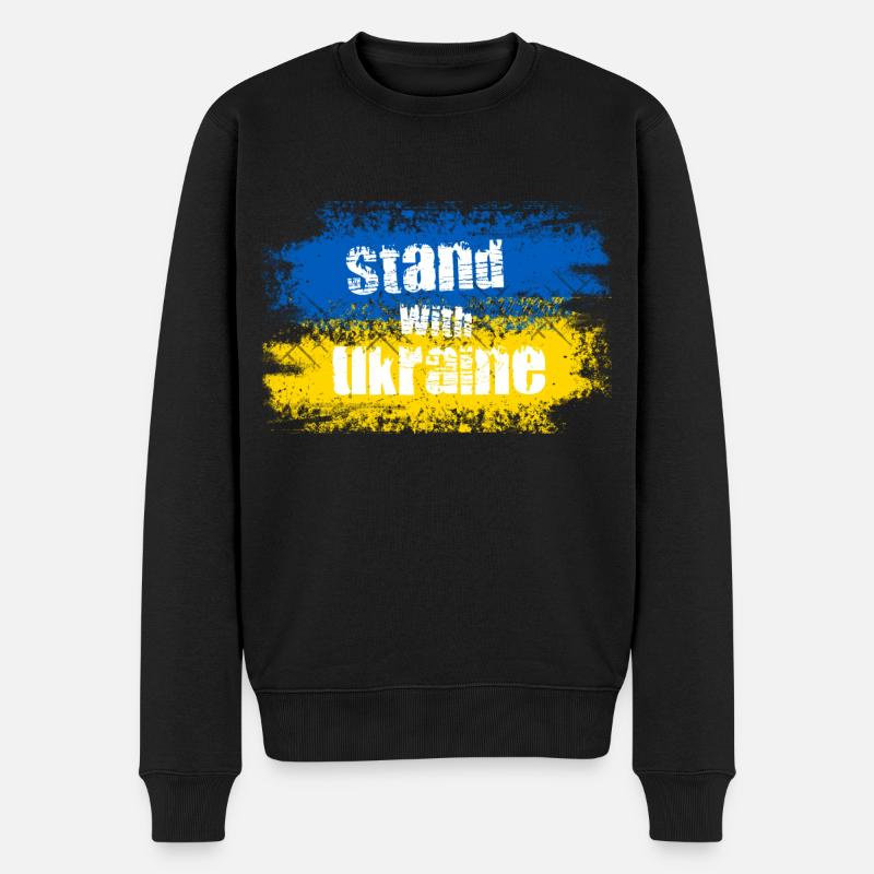 Stand with Ukraine Motiv - Männer Premium Bio Pullover - Schwarz