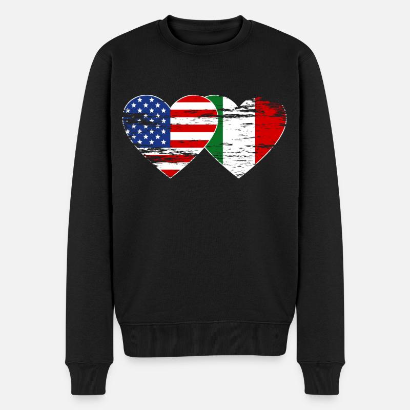 États-Unis Italie drapeau coeur utilisé - Pull Premium bio Homme - noir