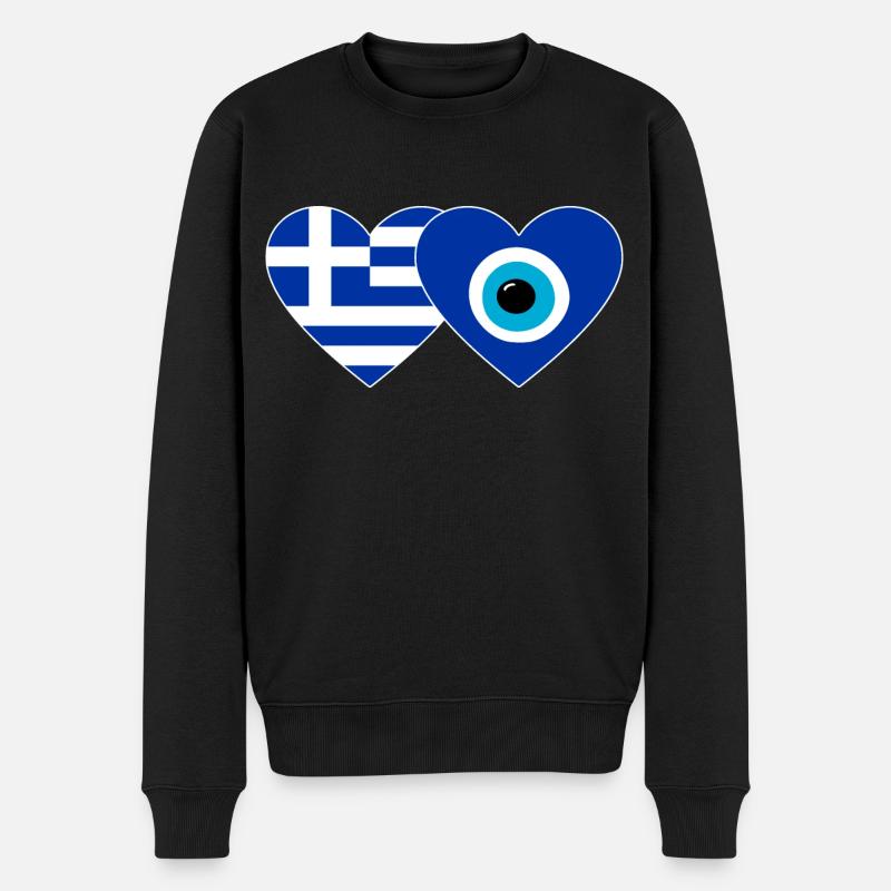 Grèce Nazar perle drapeau coeur - Pull Premium bio Homme - noir