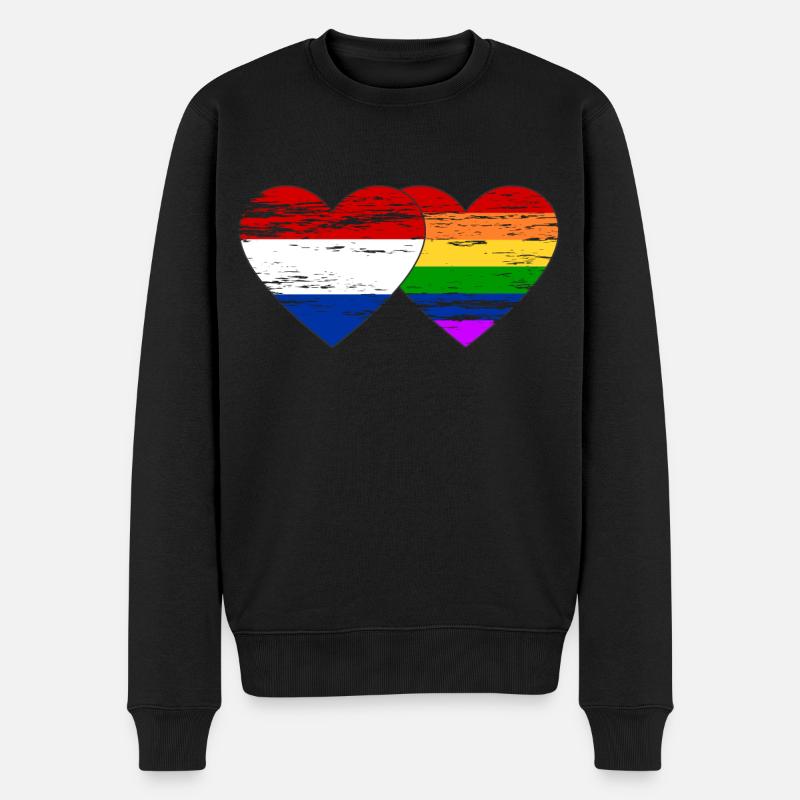 Holland Regenbogen Flagge used - Männer Premium Bio Pullover - Schwarz
