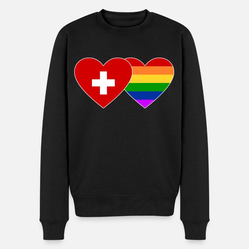 Drapeau arc-en-ciel de la Suisse - Pull Premium bio Homme - noir