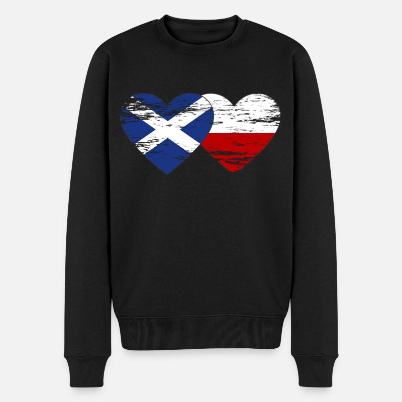 Ecosse Pologne drapeau coeur utilisé - Pull Premium bio Homme - noir