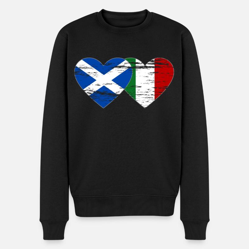 Ecosse Italie Drapeau Coeur Utilisé - Pull Premium bio Homme - noir