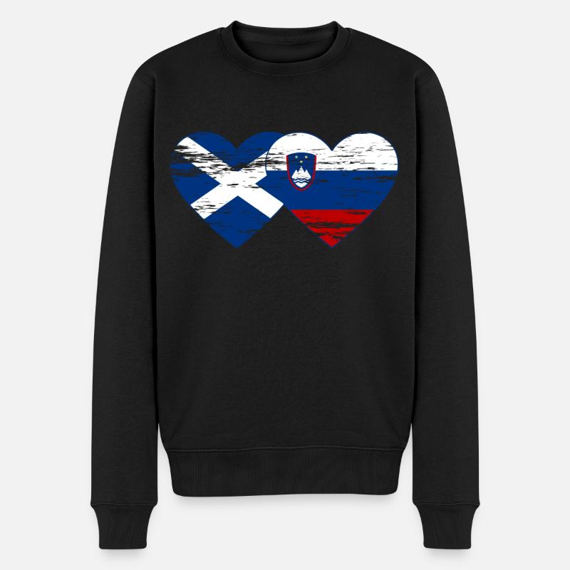 Ecosse Slovénie drapeau coeur utilisé - Pull Premium bio Homme - noir
