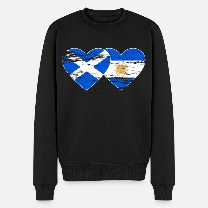 Ecosse Argentine Drapeau Coeur Utilisé - Pull Premium bio Homme - noir