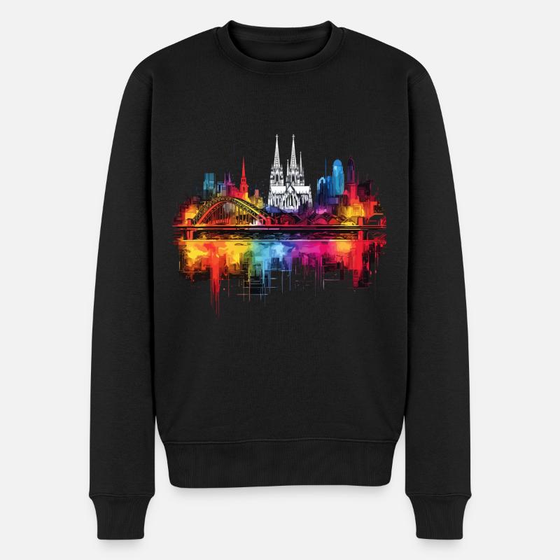 Köln Kölner Dom Deutschland Stadt Skyline Splash - Männer Premium Bio Pullover - Schwarz
