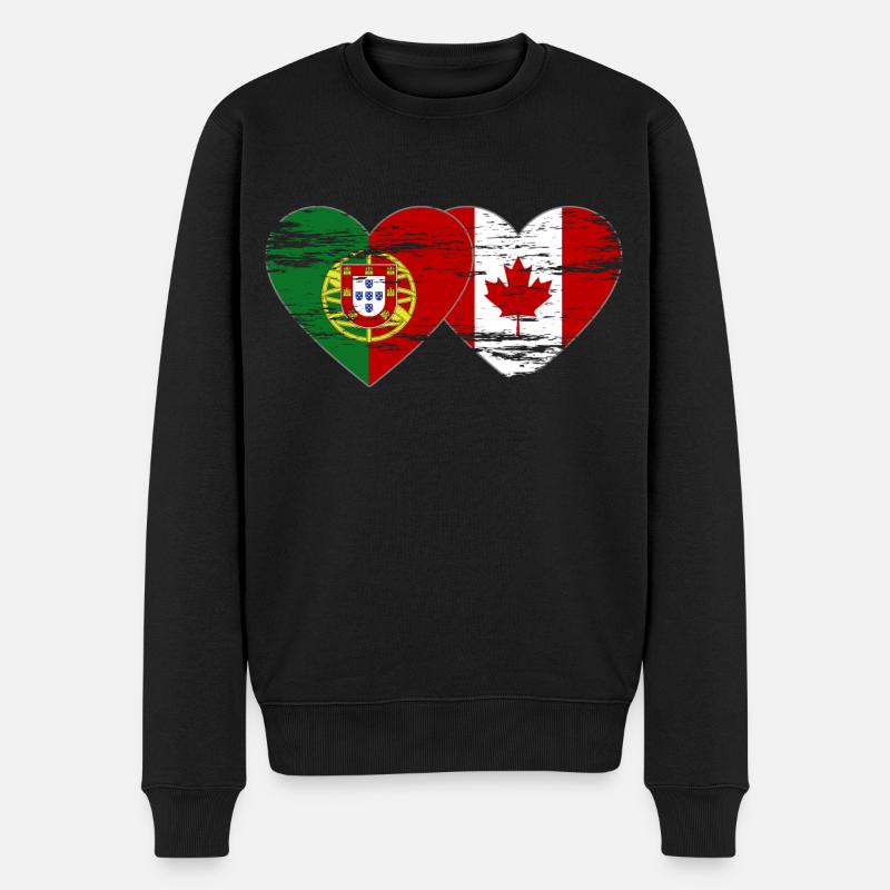 Coeur de drapeau du Portugal Canada utilisé - Pull Premium bio Homme - noir